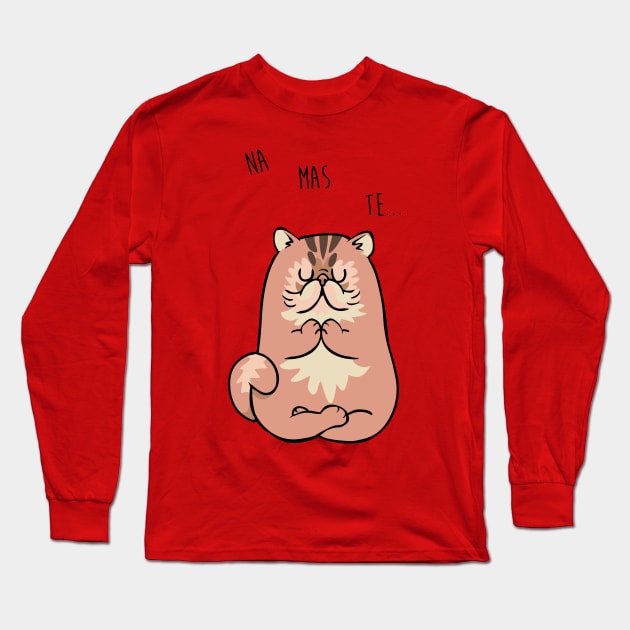 NAMASTE Cat Cat Long Sleeve T-Shirt by huebucket